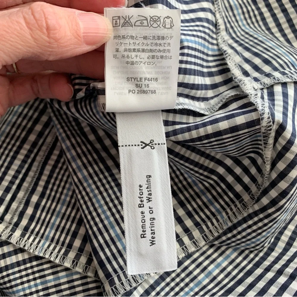 SOLD! J CREW 6 Navy Blue Plaid Flutter Hem Flounce Halter V Neck Shift Dress - Picture 15 of 15